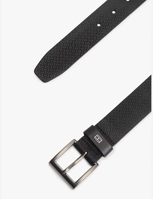 TOMMY HILFIGER FLAG PRINT SQUARE-BUCKLE LEATHER BELT