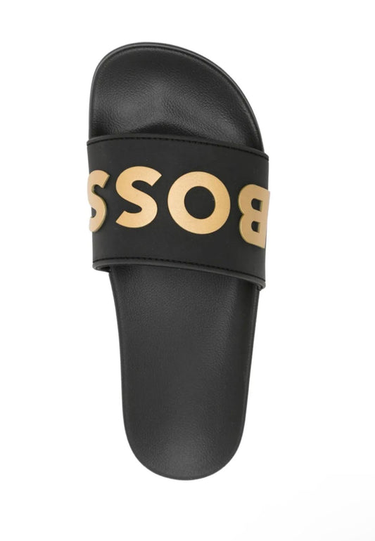 HUGO BOSS LOGO-EMBOSSED SLIDES
