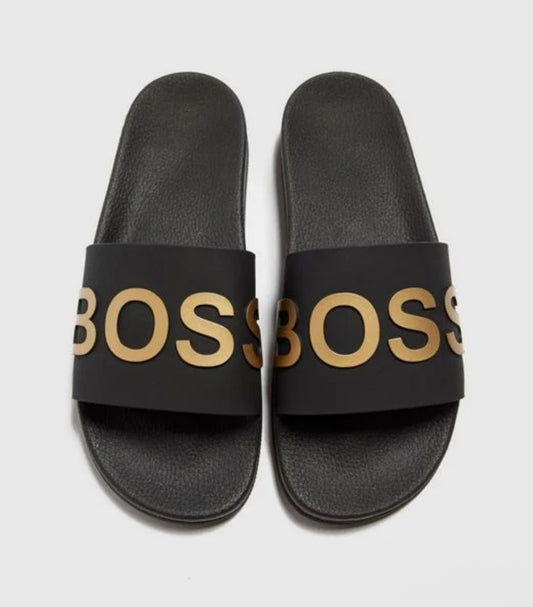 HUGO BOSS LOGO-EMBOSSED SLIDES
