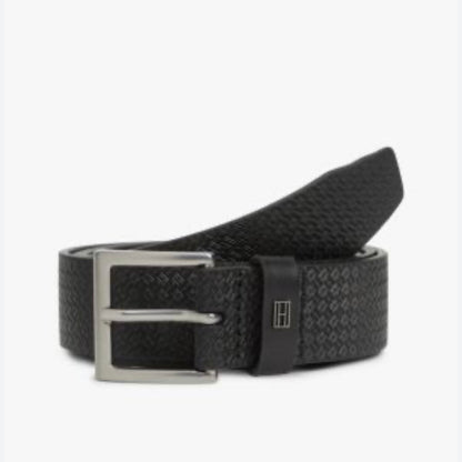 TOMMY HILFIGER FLAG PRINT SQUARE-BUCKLE LEATHER BELT