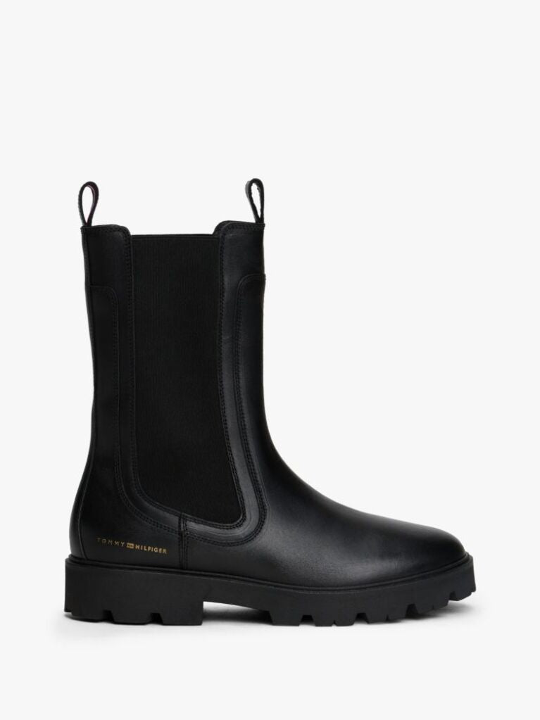 TOMMY HILFIGER LEATHER CLEAT CHELSEA BOOTS W