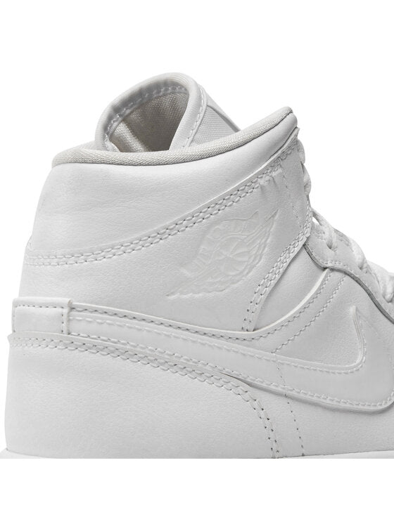 NIKE JORDAN 1 MID TRIPLE WHITE