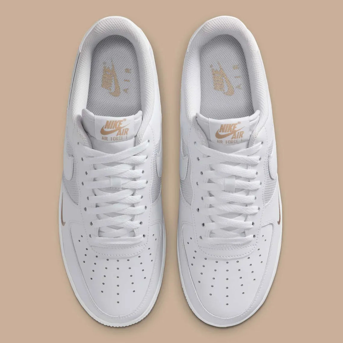 NIKE AIRFORCE 1 LOW WHITE DESER KHAKI MINI SWOOSH