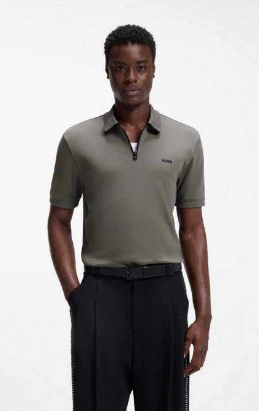 HUGO BOSS COTTON PIQUÉ POLO SHIRT WITH CONTRAST LOGO