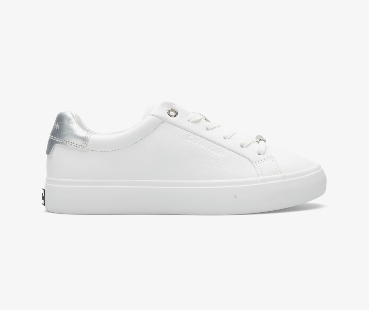 CALVIN KLEIN LEATHER METALLIC BACKTAB TRAINERS