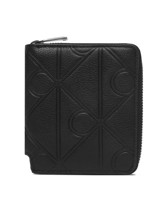 Calvin Klein Allover Monogram Logo Zip Bifold Wallet