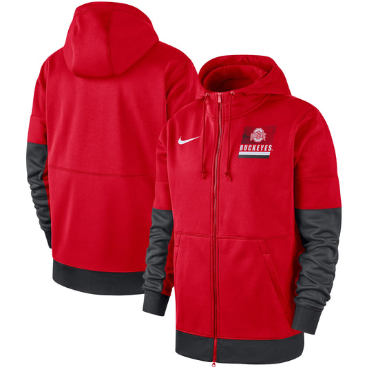 OHIO STATE Buckeyes Nike Sideline Full-Zip Performance Hoodie - Scarlet